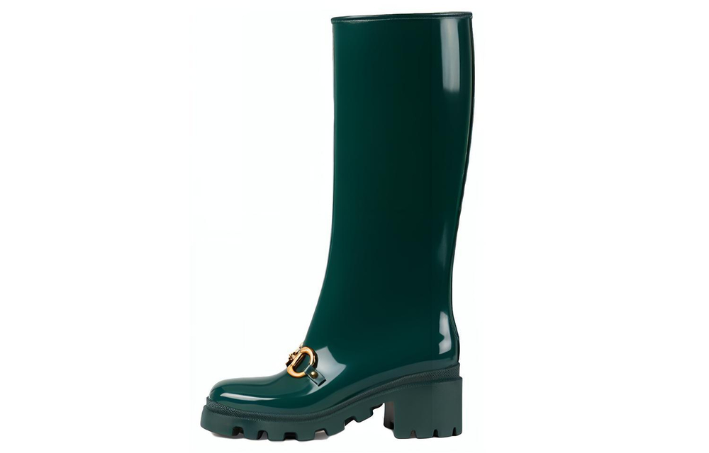 GUCCI Horsebit Knee high Boots Women"s Green