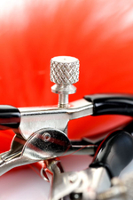 Зажимы для сосков с красным пухом Theatre (Цвет: красный)