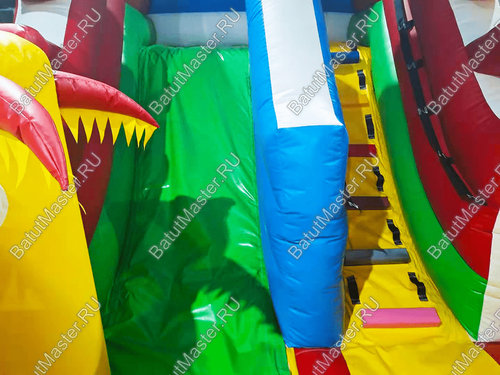 Коммерческий батут "Белый клык" с механизированной головой, цвет красно-желтый, 6х5х4 м