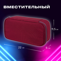 Пенал-косметичка BRAUBERG, 1 отделение, органайзер, полиэстер, 22x11,5x6 см, винный, 270845