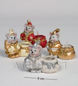 F-T1465-7 Подсвечники «Мышка» микро ассорт 4 шт