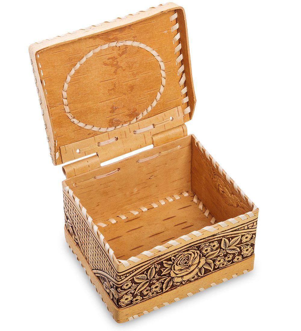 Народные промыслы BST-303 Шкатулка «Цветы» (береста)