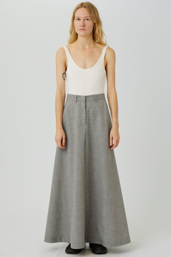 Юбка макси из светло-серой шерсти