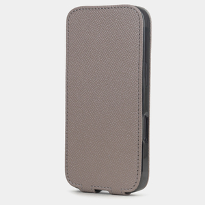 Чехол iPhone 17 Pro натуральная кожа сафьяно, серо-бежевого цвета