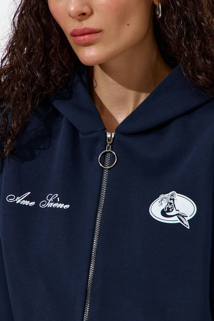 Худи укороченное "Âme Sirène" цвета нейви
