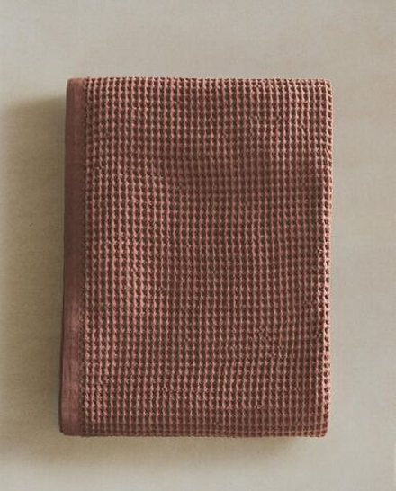 Zara Home - Хлопковое вафельное банное полотенце, розовый, 50х90 см