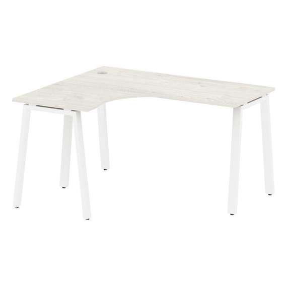 Metal System Стол криволинейный левый на А-образном м/к БА.СА-3 (L) Дуб Наварра/Металл Белый 1400*12