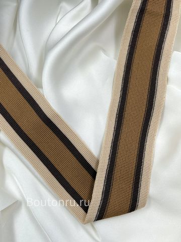 Лампас бежево-коричневый 4 см