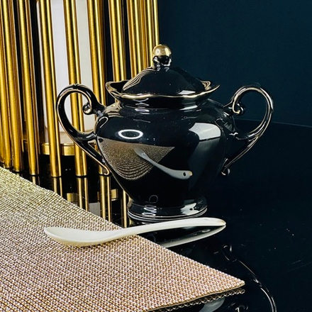 Lenardi 109-191 Сахарница320 мл с ложкой NOIR в под.уп.(х24)Фарфор