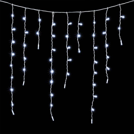 Светодиодная бахрома с колпачком 3,2 x 0,9 м белая 220В, 180 LED, провод белый ПВХ, IP65 (PIL180CAP-8-2W)