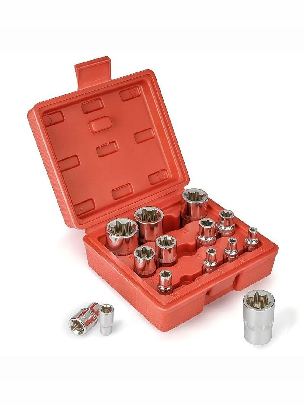 Набор головок звездочек 14 шт, торцевые головки для автомобиля набор Е-профиль ,1/4, 1/2, 3/8, звёздочки