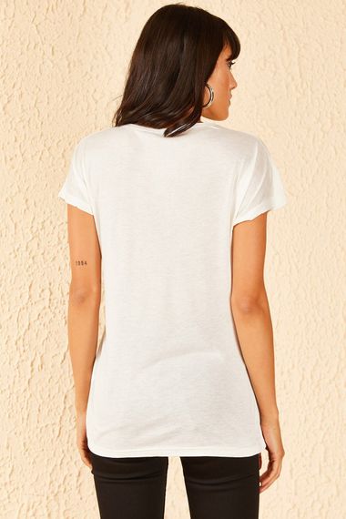 Qadın üçün ağ, yazılı t-shirt 10701052