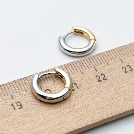 Ювелирные швензы Конго с родиевым покрытием и позолотой, размер 13 мм, цена за пару