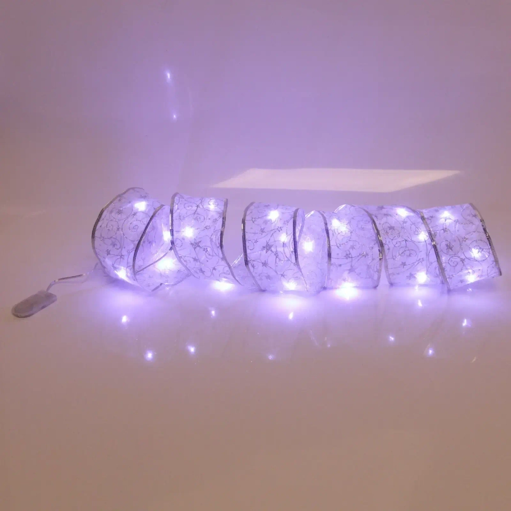 Гирлянда для дома ЛЕНТА ДЕКОРАТИВНАЯ «Волшебство» 2,0 м, 6 см, 20 ламп LED (на батарейках), Серебро (подсветка белый)