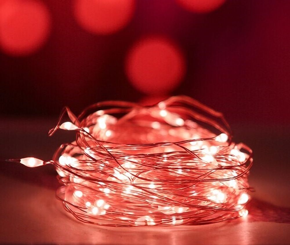 Светодиодная гирлянда, Роса 30 Led, IP14, 3 м. Красный, 1 шт.