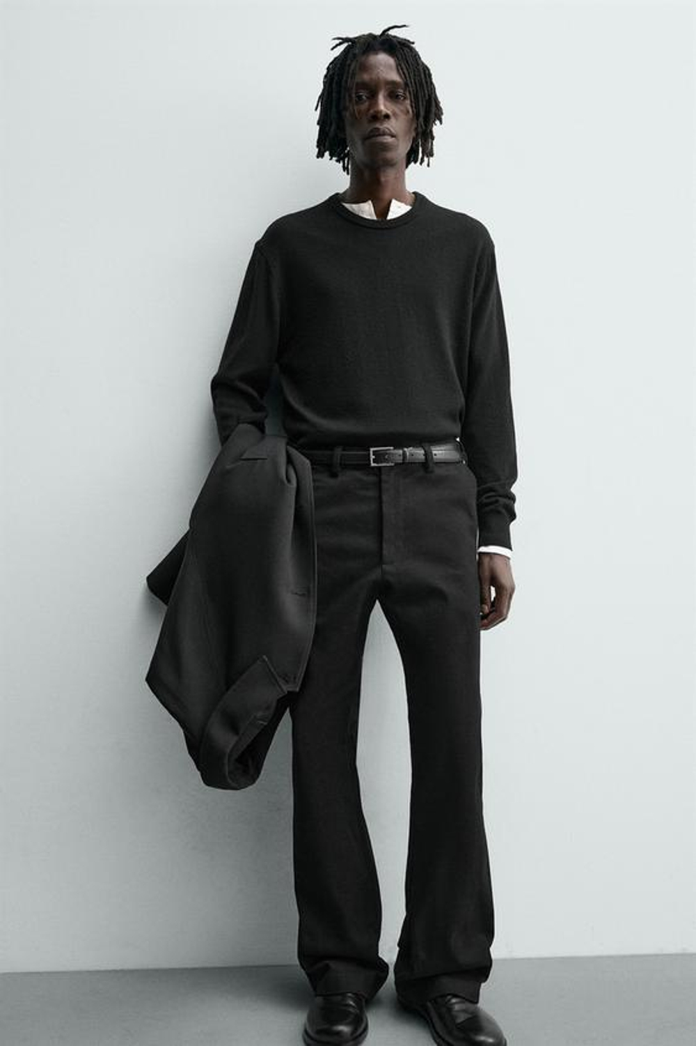 ZARA БРЮКИ FLARE FIT ИЗ ТВИЛА, ЧЕРНЫЙ