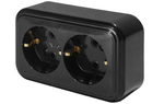 Розетка 2-местная с заземляющим контактом, 250В, 16А, IP20, PST16-31-20 (RA 16-238-Ч), черный