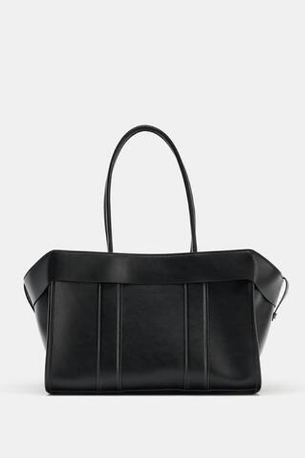 ZARA СУМКА-ШОПЕР, ЧЕРНЫЙ