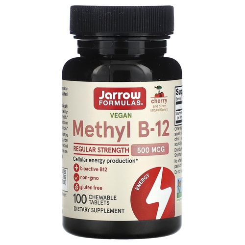 Jarrow Formulas, метил B-12, вишневый вкус, 500 мкг, 100 жевательных леденцов
