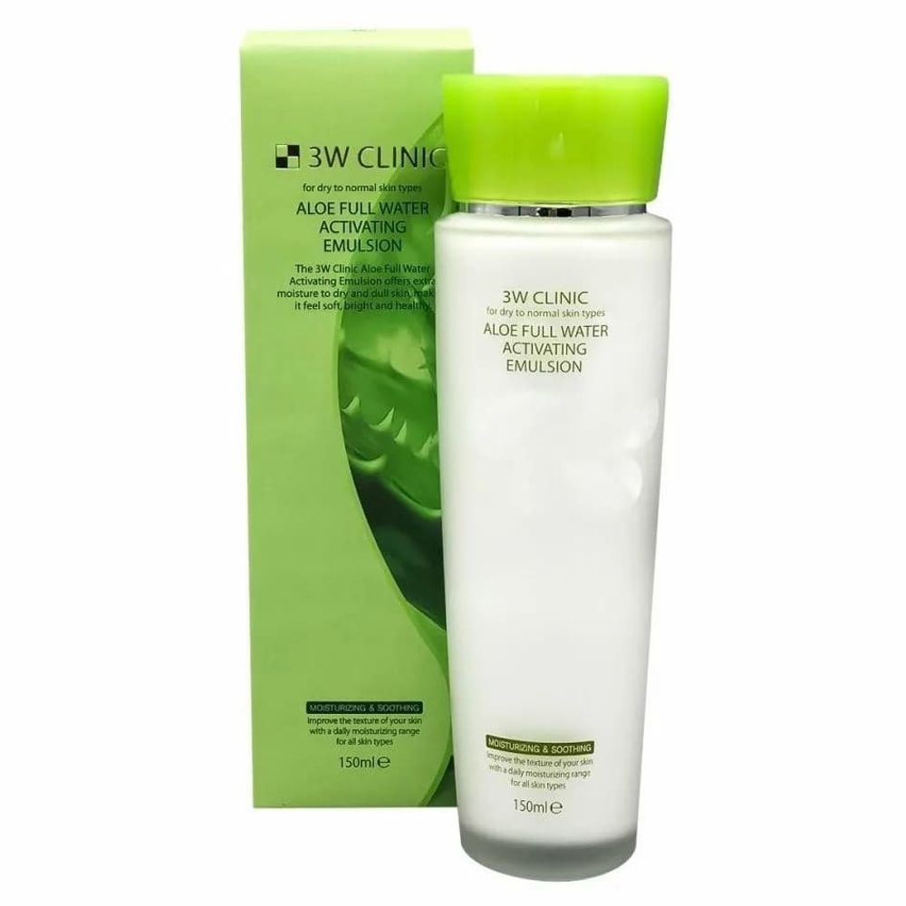 Эмульсия для лица 3W Clinic Aloe Full Water Activating с экстрактом алоэ вера Emulsion 150 мл