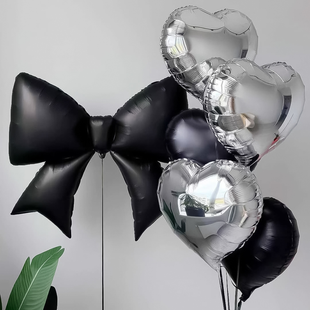 Фольгированный шар-фигура «Бант» в черном цвете, сатин, 99 см