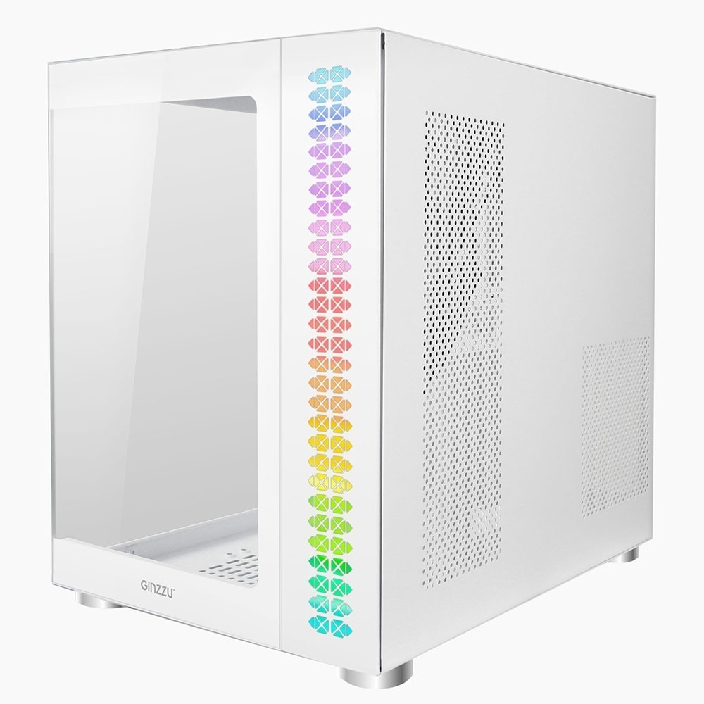 Ginzzu V570 RGB подсветка, контроллер CRC10, 4* 12RW6 FAN 12CM RGB, закаленное стекло 1*USB 3.0,1*USB 2.0, AU Белый ATX