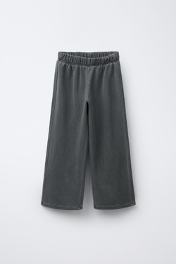 ZARA БРЮКИ WIDE LEG С ЭФФЕКТОМ ПОТЕРТОСТИ, СЕРЫЙ