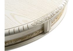 Деревянный стол Альфред 110(160)х110х80 слоновая кость с золотой патиной