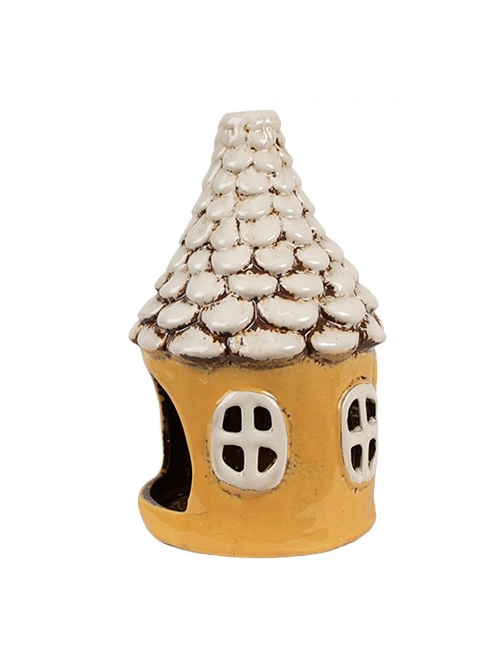 Подсвечник "Домик трулле" желтый Ø 11x17 см