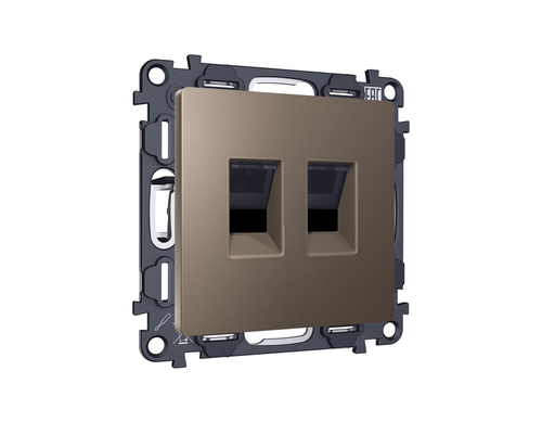 MA642110 Комплект мех-ма компьютерной двойной розетки RJ-45 с автоматической защитной шторкой ALFA Темная бронза матовый QUANT (AP6421, VM189)