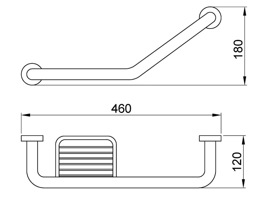 Поручень угловой с мыльницей нерж. сталь SIENA 16355.B глянцевый
