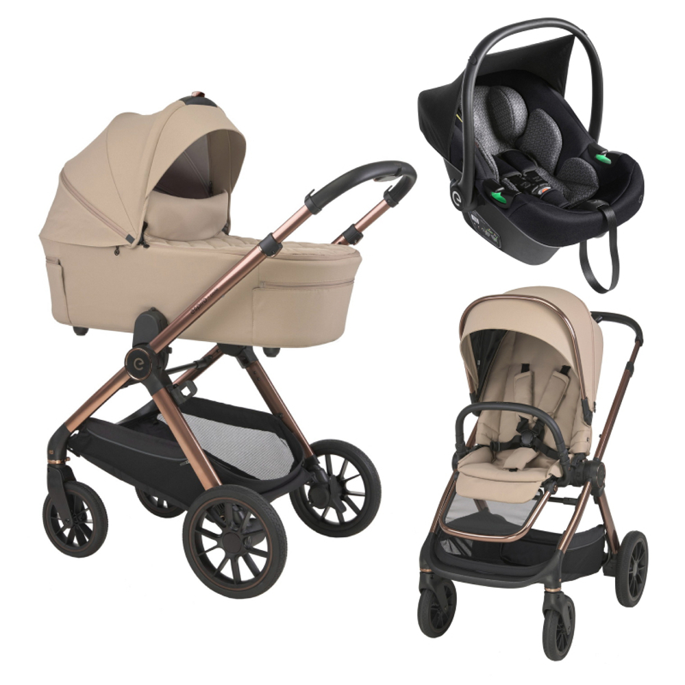 Детская коляска 3 в 1 Espiro Code 2025 и автокресло Pi Black 19 loving beige/Чёрный (Black 110)