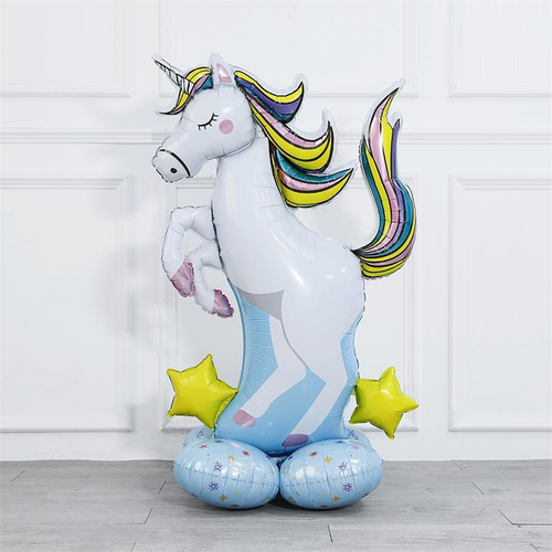 Шар (50""/127 см) Ходячая Фигура, Радужный единорог, 1 шт. в упак. Ж87