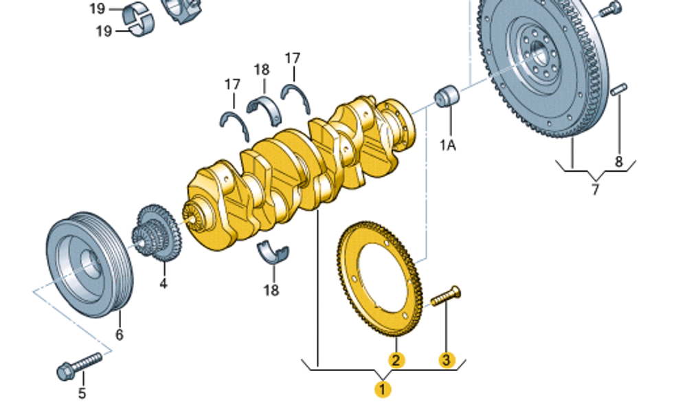 Коленвал VAG 2.0 CDN CAW 06J105021T