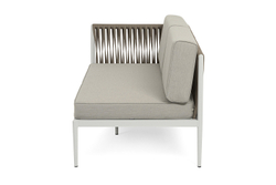 "Касабланка" правый модуль плетеный из роупа, каркас алюминий светло-серый (RAL7035) муар, роуп серо-коричневый 23мм, ткань бежевая 15052