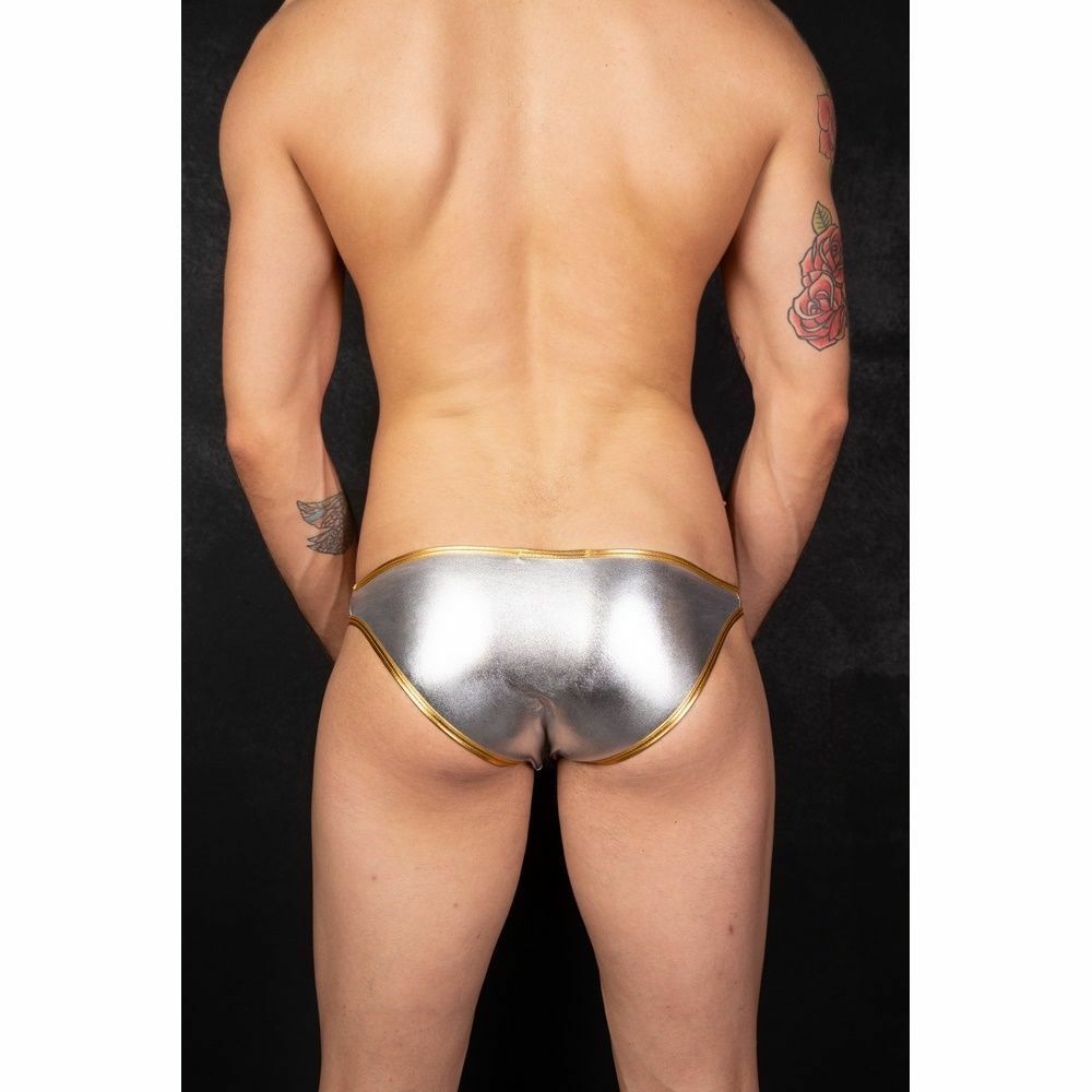 Мужские трусы слипы серебристые с золотой вставкой Cosmos Colors MR20_SG