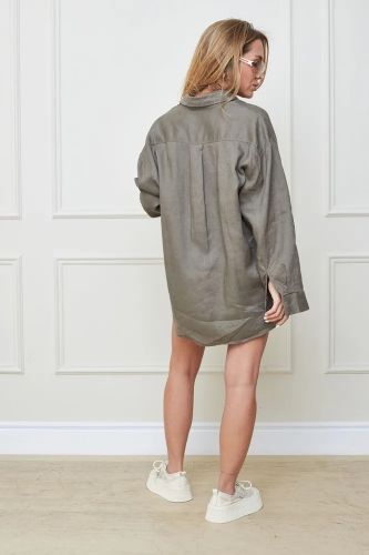 Летний женский костюм из льна с шортами