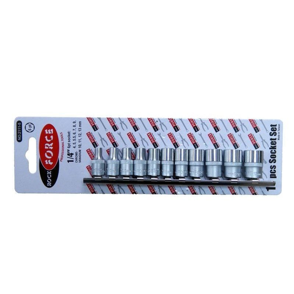 Набор головок 11пр. 1/4''6 гр.(4,5,5.5,6-13мм) на планке RockForce##Rock FORCE RF-2111-5