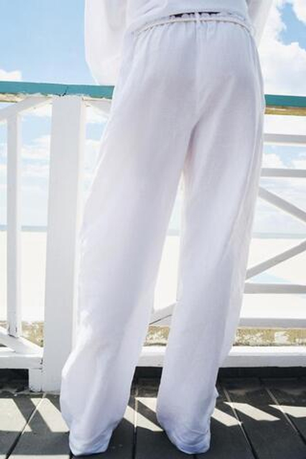 ZARA БРЮКИ ИЗ СМЕСОВОГО ЛЬНА — ZW COLLECTION, БЕЛЫЙ