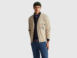 Benetton Кардиган Stranger Things, бежевый меланж