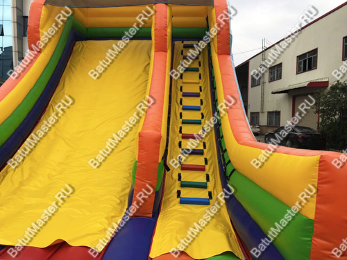 Детский надувной батут-горка "Радужный спуск" 10*5*6 м