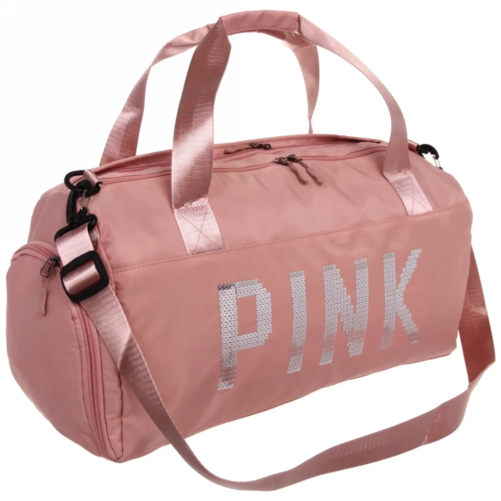 Сумка спортивная «Sport Pink»,водонепроницаемый отдел + 2 кармана+отдел под обувь, цвет пудровый, 42*24*18 см