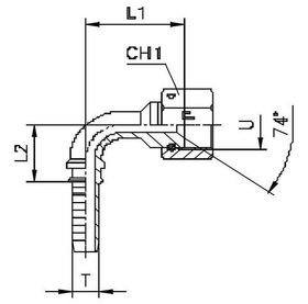 Фитинг DN 10 JIC (Г) 7/8 (90) (штифтованная гайка)