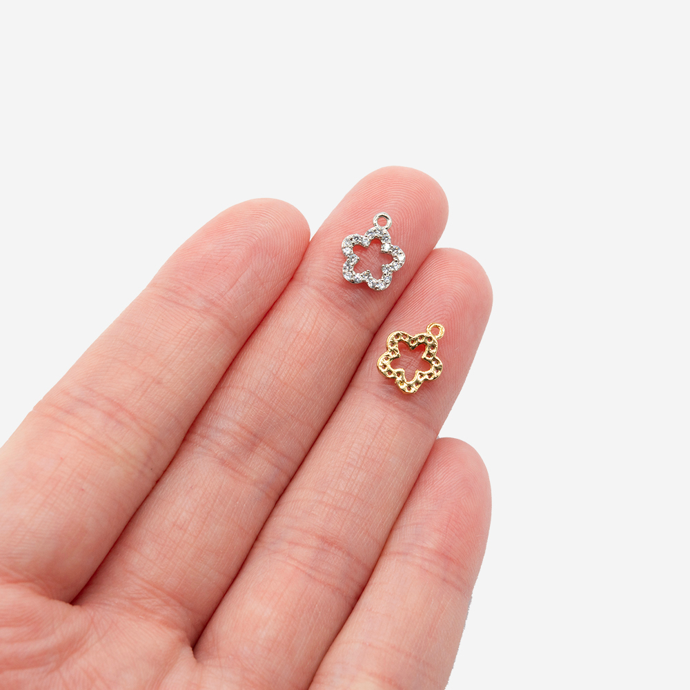 Подвеска "Цветочек", 10*8,3мм, фианиты, позолота