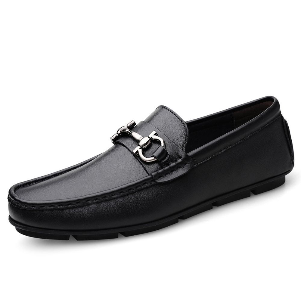 PLAY COBBLER Cow Split Leather Gommino Loafers Men"s Black