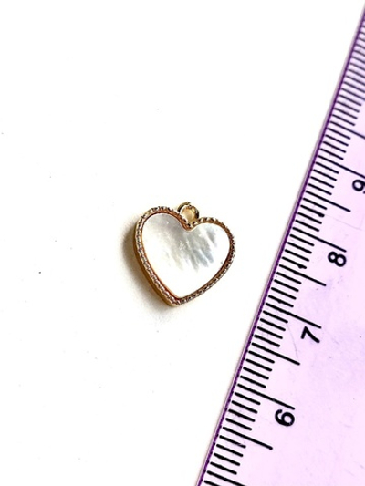 4233-з Подвеска "Сердце" 12*13 с перламутром, позолота