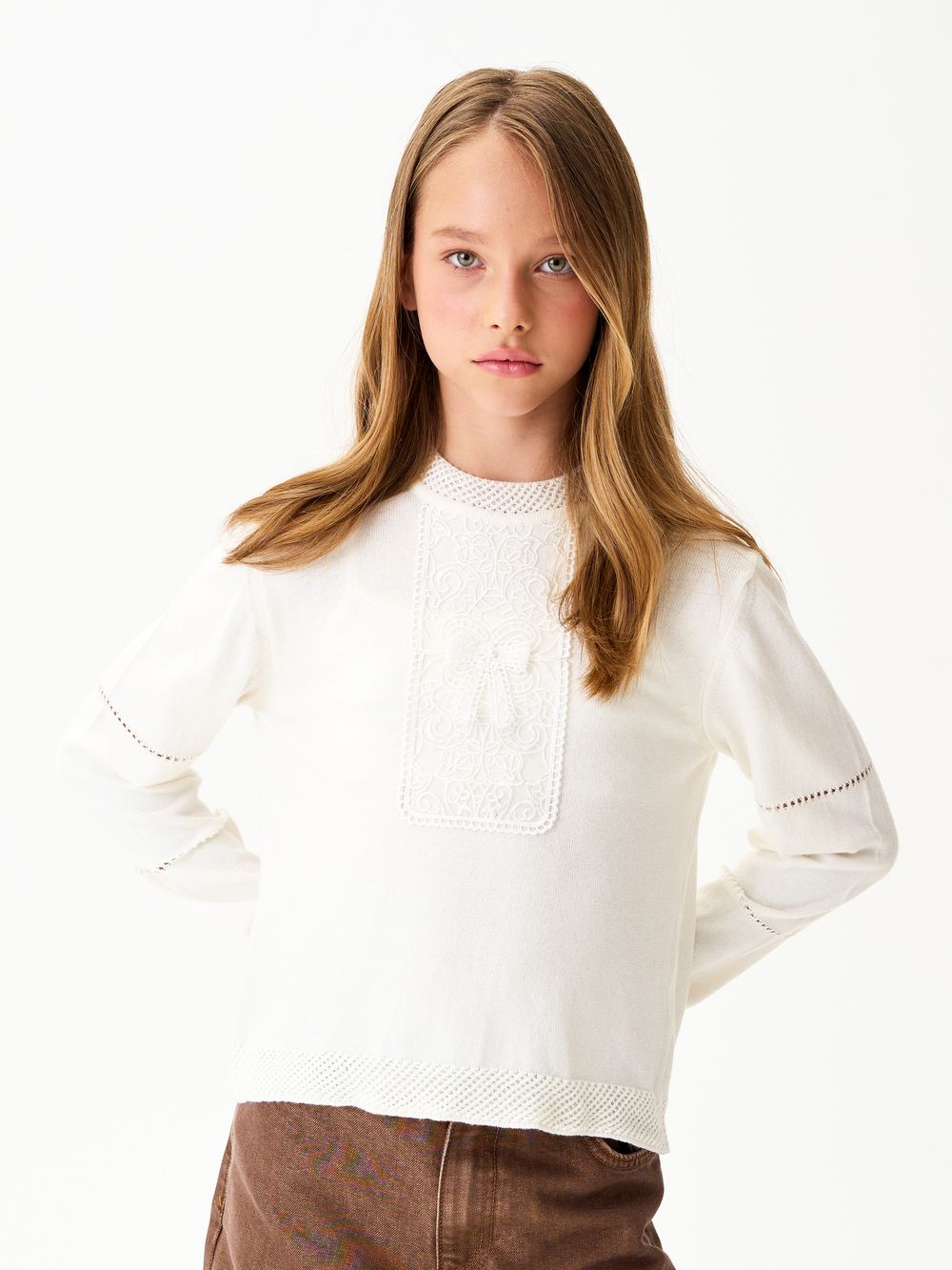 Джемпер для девочки AT1345 молочный