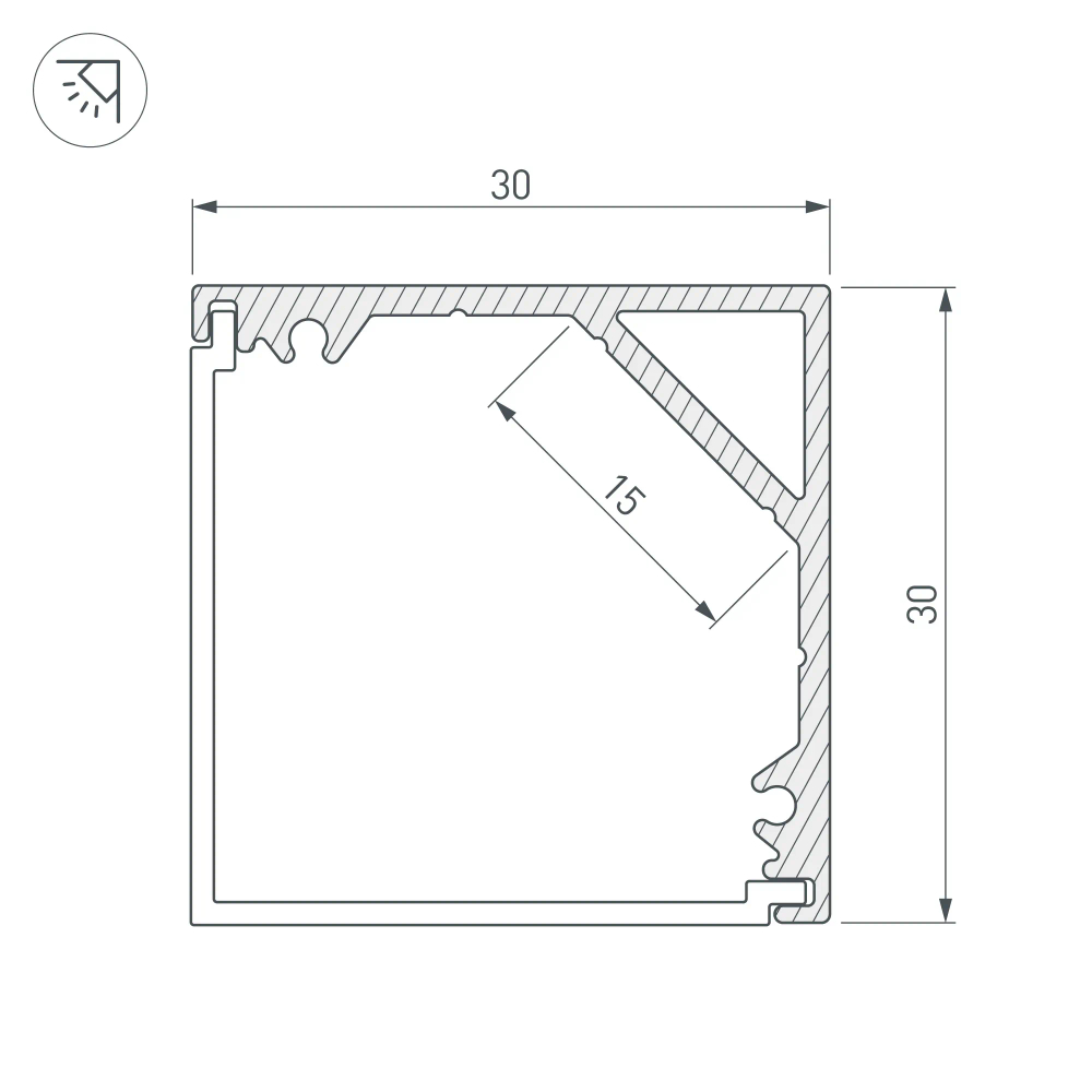 Профиль SL-KANT-H30-2000 ANOD (Arlight, Алюминий) 019333