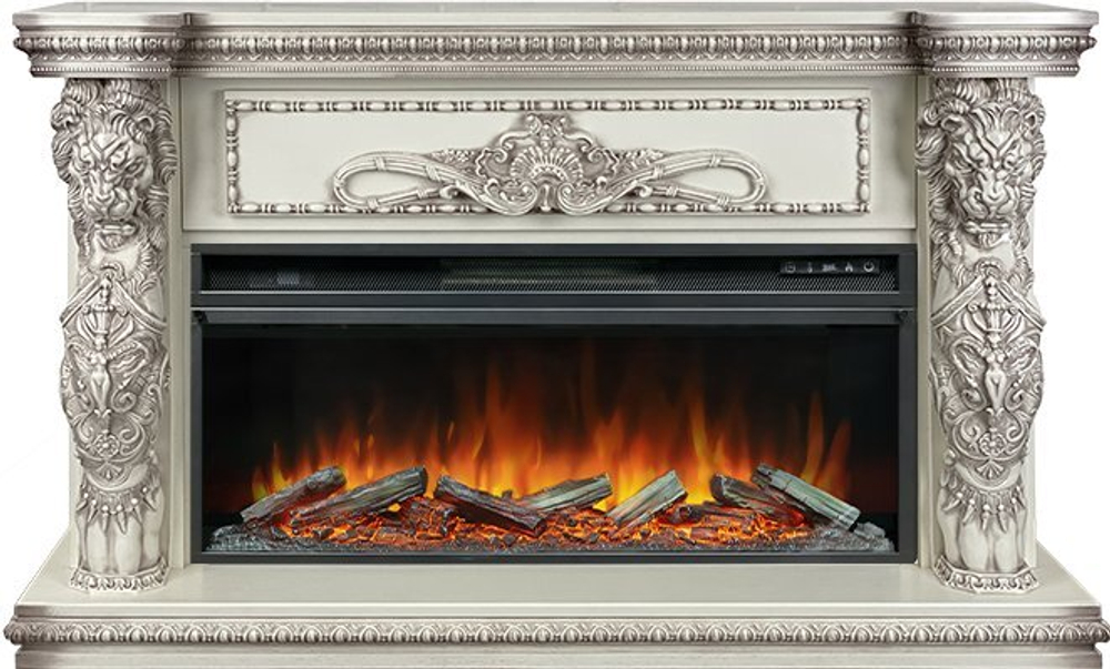 Каминокомплект Windsor 42 - Слоновая кость с темной патиной с очагом Vision 42 LOG LED