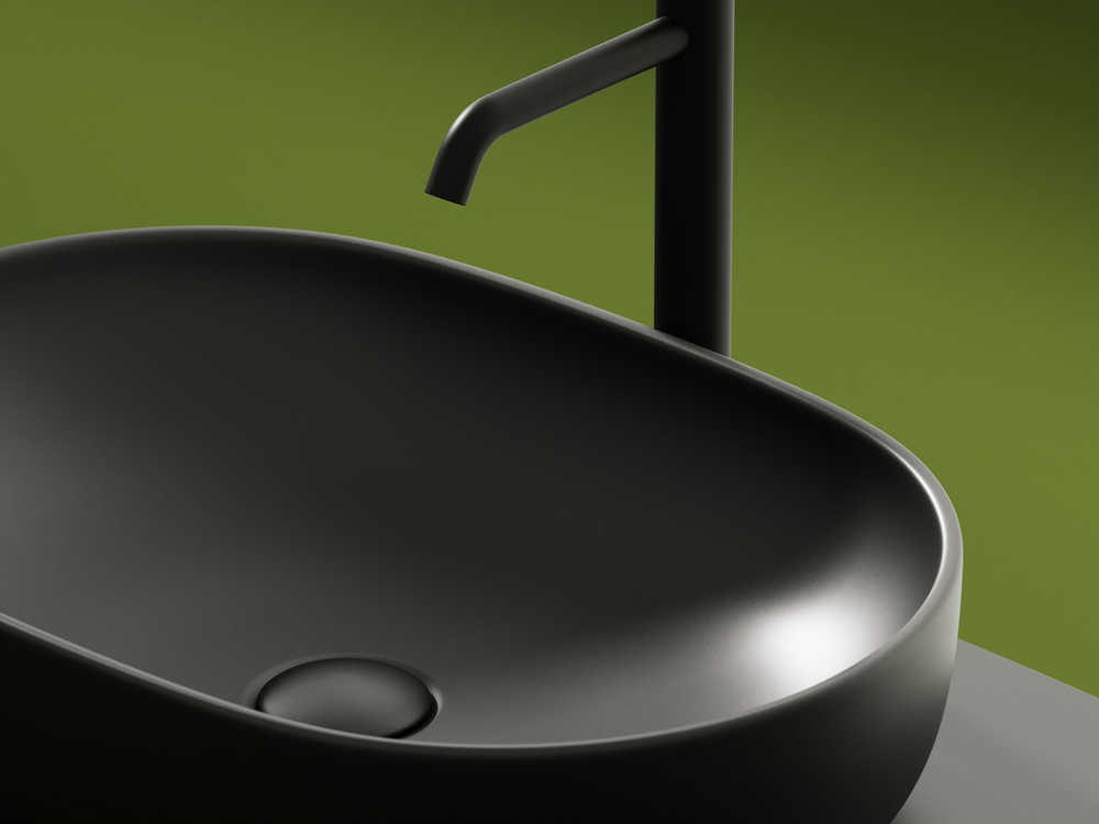 Умывальник чаша накладная овальная (цвет Темный Антрацит Матовый) Element 600x415x135мм